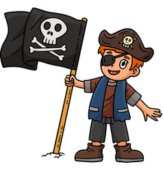 Pirate And Skull Flag Cartoon Colored Clipart