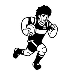 Rugby Player Running With Ball On White Background