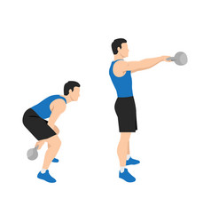 Man Doing Two Arm Kettlebell Swing Exercise