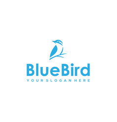 Minimalist Bluebird Branches Fowl Logo Design