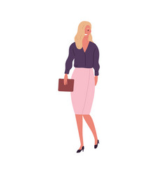 Stylish Businesswoman Holding Clutch Bag