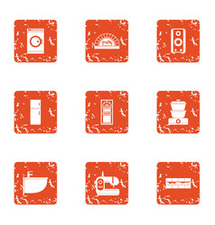 Wash Clothes Icons Set Grunge Style