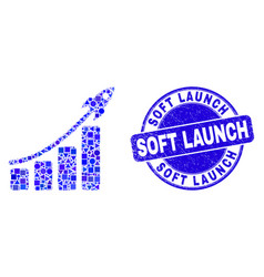 Blue Distress Soft Launch Stamp Seal And Rocket