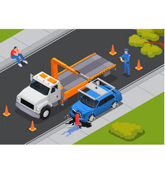 Car Accident Isometric Composition