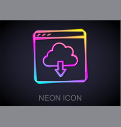 Glowing Neon Line Cloud Download Icon Isolated