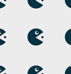 Pac Man Icon Sign Seamless Pattern With Geometric