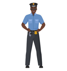 Smiling Black Policeman With Hands On Hips