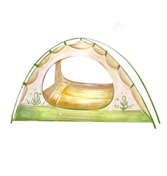 Tent For Camping Watercolor Drawing Clipart