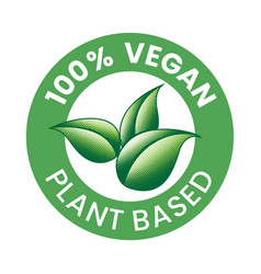 100 Vegan Plant Based Engraved Round Icon Of