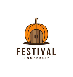 Cartoon Pumpkin With Door Home Logo Design