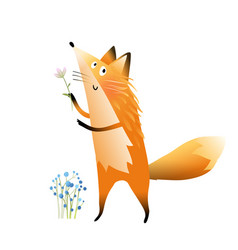 Cute Fox With Flowers Animal Character