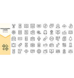 Set Of Communication And Media Icons Simple Line