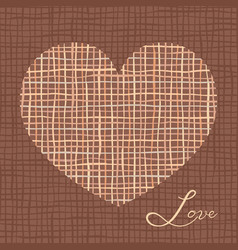 Brown Linen Or Jute Texture Heart Silhouette