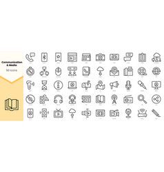 Set Of Simple Outline Communication And Media