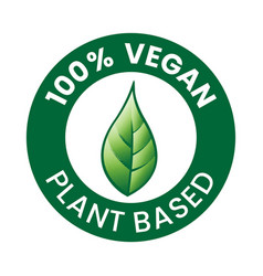 100 Vegan Plant Based Round Icon With An Engraved