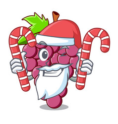 Santa With Candy Red Grapes Fruit In Cartoon