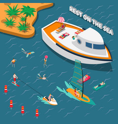 Water Sports Isometric People Concept