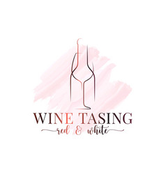 Wine Glass Watercolor Bottle Logo Design On White