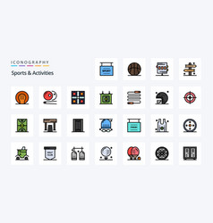 25 Sports Activities Line Filled Style Icon Pack