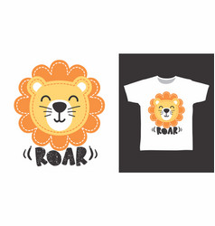 Cute Lion Roar Cartoon Tshirt Concept Design