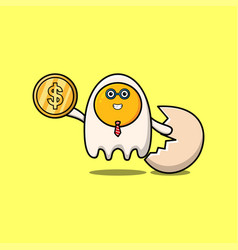 Fried Egg Successful Businessman Holding Gold Coin