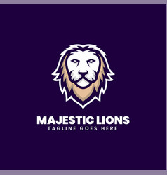 Logo Majestic Lion Simple Mascot Style