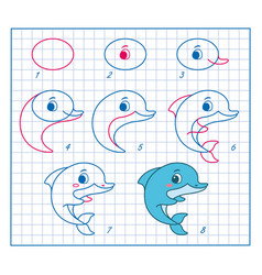 How To Draw Cute Dolphin Step By Step