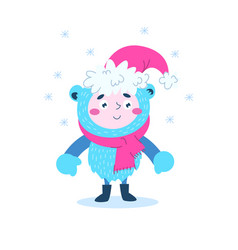 A Fabulous Yeti In Christmas Hat And Scarf