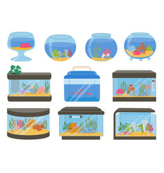 Cartoon Empty Glass Aquarium Tanks