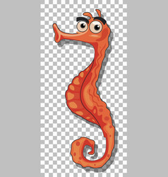 Orange Seahorse Cartoon Character Isolated