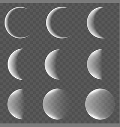 Set Moon Phases On Transparent Background