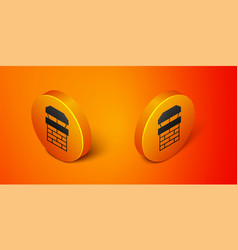 Isometric Chimney Icon Isolated On Orange