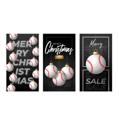 Merry Christmas Baseball Vertical Greeting Card