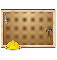 Peg Board Cartoon With Hard Hat And Tools