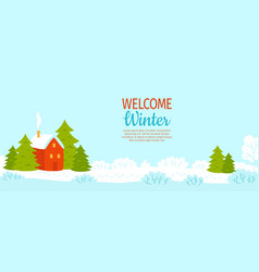 Welcome Winter Banner House And Tree Wintertime