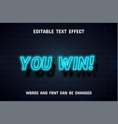 You Win Text - Neon Text Effect Editable