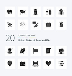 20 Usa Solid Glyph Icon Pack Like Cup Usa Flag