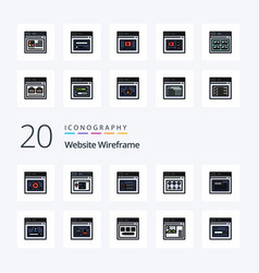 20 Website Wireframe Line Filled Color Icon Pack