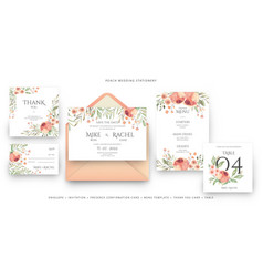 Wedding Stationery Collection Peach Green Colors