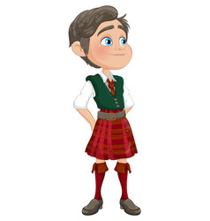 Young Boy Wearing A Kilt And Vest