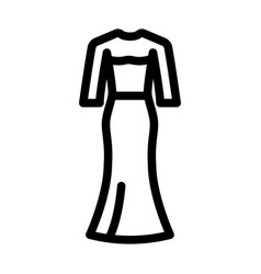 Long Sleeve Bride Dress Line Icon