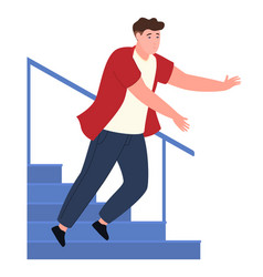 Man Falls Down Stairs Dangerous Risk Hazard