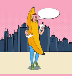 Pop Art Woman Banana Costume Promoting Something