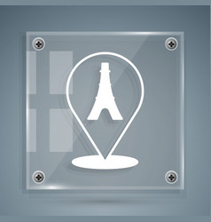 White Eiffel Tower Icon Isolated On Grey