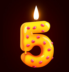 Birthday Cake Font Number 5 With Candle Five Year