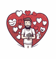 Valentines Day Greeting Card Bearded Man Holding