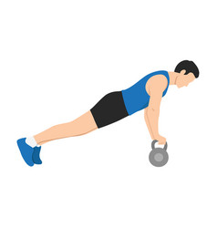 Man Doing Plank With Kettlebell Abdominals