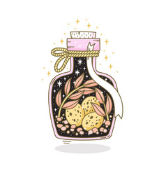 Hand Drawn Bottle With Magic Potion