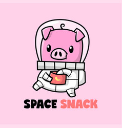 A Cute Pig In An Astronaut Suit Is Eating Snack