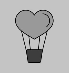 Heart Air Balloon Glyph Icon Valentines Day